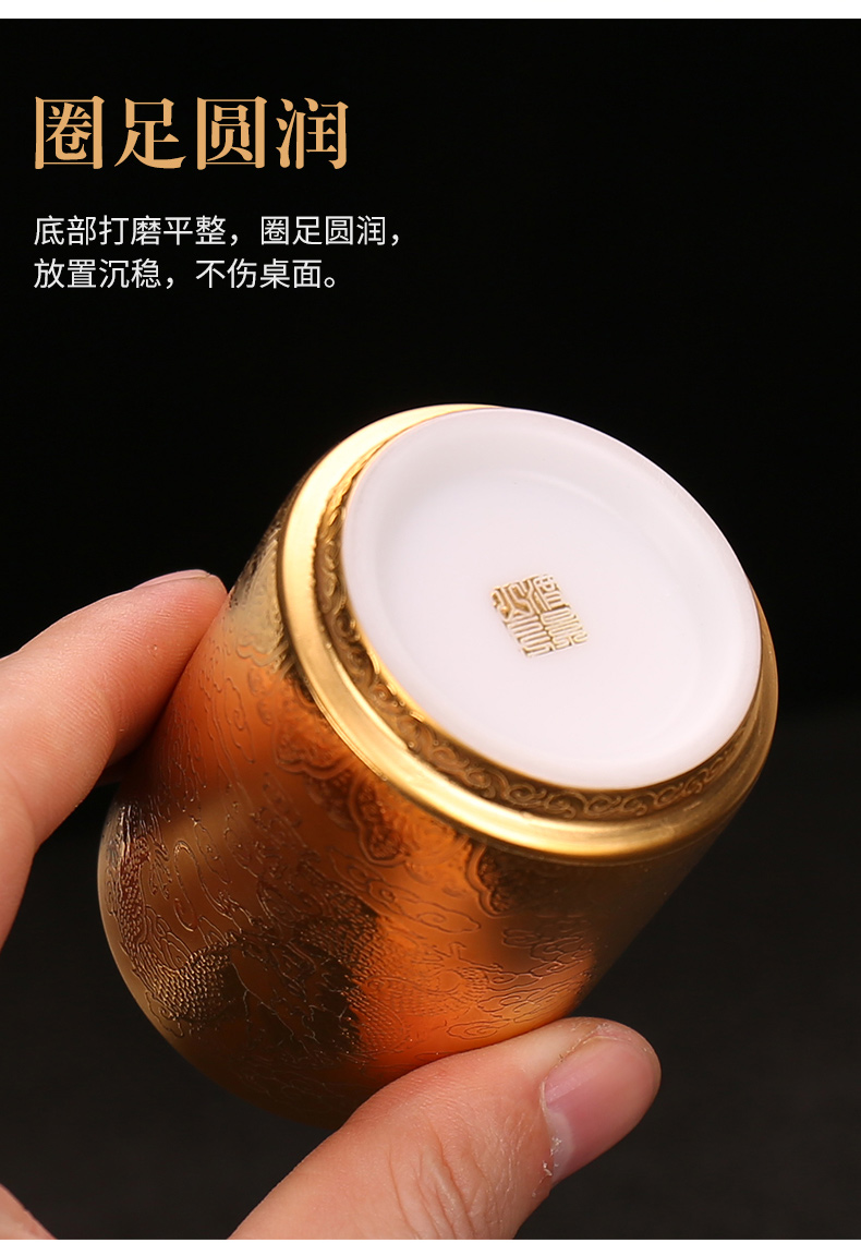 High - grade tea gold, 24 k gold master cup gold single kung fu household ceramics single cups of tea cups