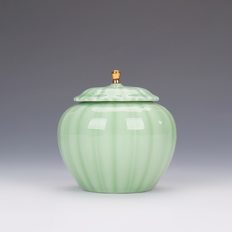 Devoted to inflammation celadon sealing ceramic tea boxes, tea caddy fixings travel small warehouse storage pot pu 'er tea POTS set