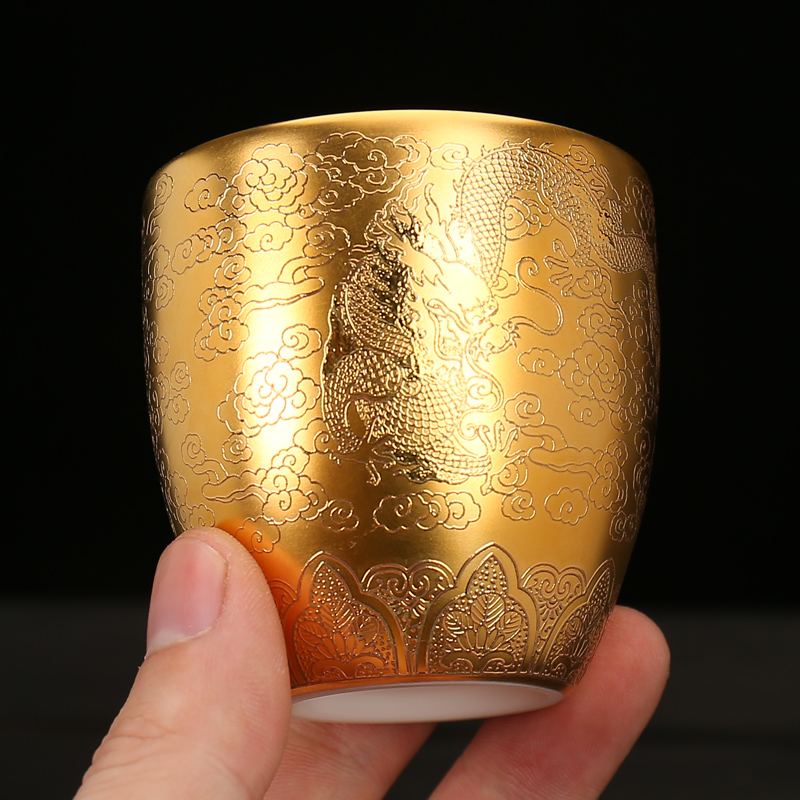 High - grade tea gold gold, 24 k gold master cup single kung fu household ceramics single cups of tea cups