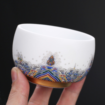 Ceramic Dehui goat Jade white porcelain handmade tea cup Master Cup Single Cup kung fu tea set household tea cup gift