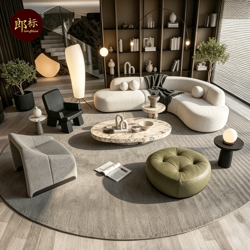 Hotel Lobby Business Reception Sofa, Beauty Salon Clubhouse Lobby Curved Sofa, Large Flat Floor Model Room Sofa Hotel Lobby Business Reception Sofa, Beauty Salon Clubhouse Lobby Curved Sofa, Large Flat Floor Model Room Sofa