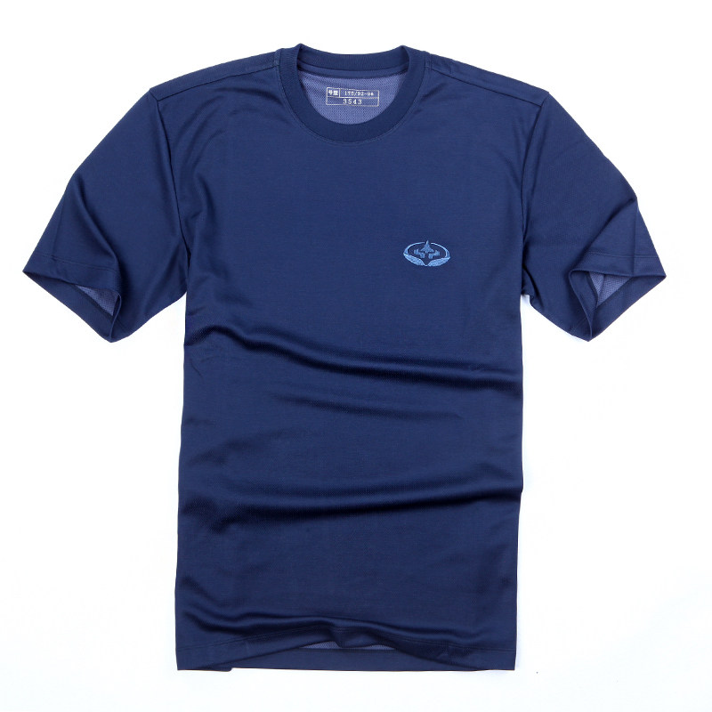 Air ground crew crew neck shirt Dark blue crew work clothes crew neck shirt saffron half sleeve quick dry T-shirt male summer size