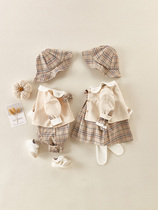 Full cotton era official store infant jumpsuit spring and autumn suit college style one year old male and female baby sibling Foreign