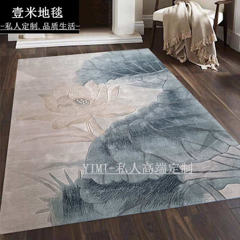 New Chinese Buddhist temple Buddhist temple Sitting Blanket Zen Chinese Wind Lotus Flowers Handmade Pure Wool High-end Living-room Bedroom Rug
