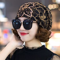 New gauze towel hat wild thin section net red breathable Baotou hijab fashion simple headdress long head cover square towel