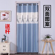 Fabric kitchen curtain partition hanging curtain installation-free anti-oil living room bedroom block simple door curtain hole-free decoration