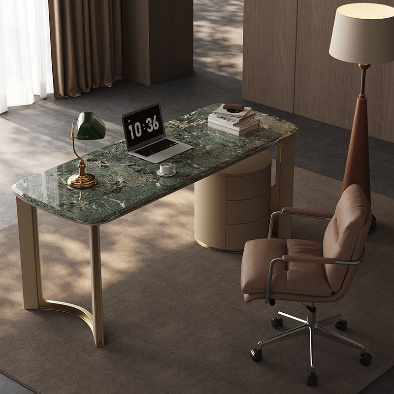 2024 New Marble Office Desk, Italian-Style Light Luxury Desk, Suitable for Villa and Mansion Full-House Decoration, High-End Study Series