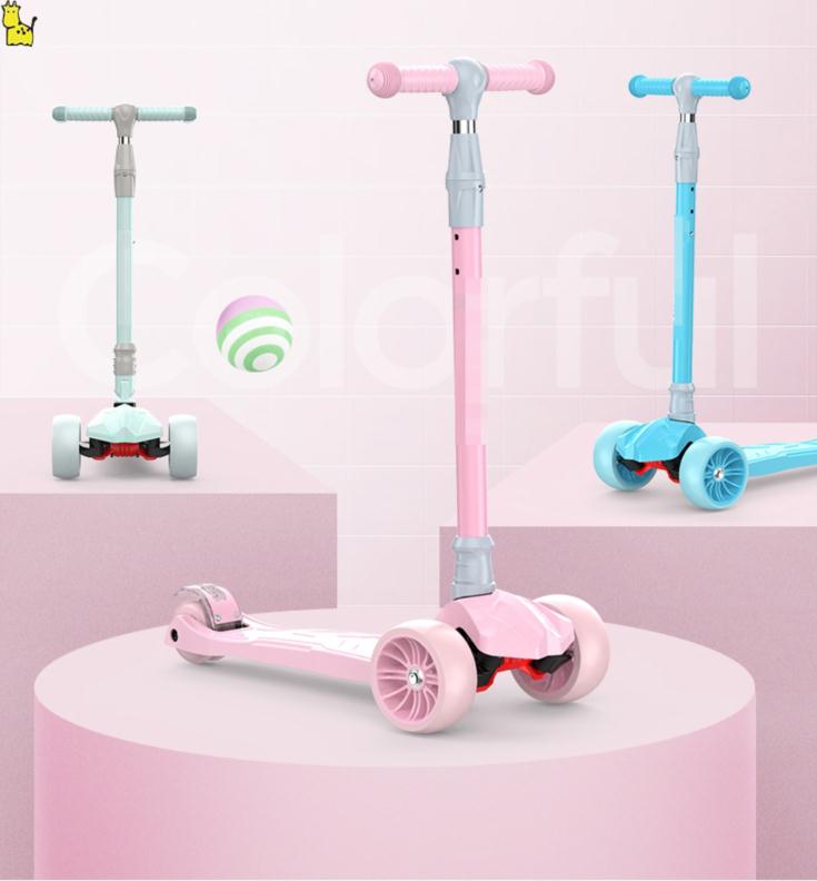 Children's scooter Girl Princess Folds Fold Children Scooter with Scooter Stir-fry with Single-footed Child pedal Scooter Slide