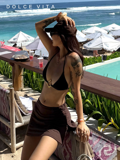 DOLCEVITA beach sexy hottie coffee-colored European and American skirt summer low-waist slim hip-covering short skirt safety pants