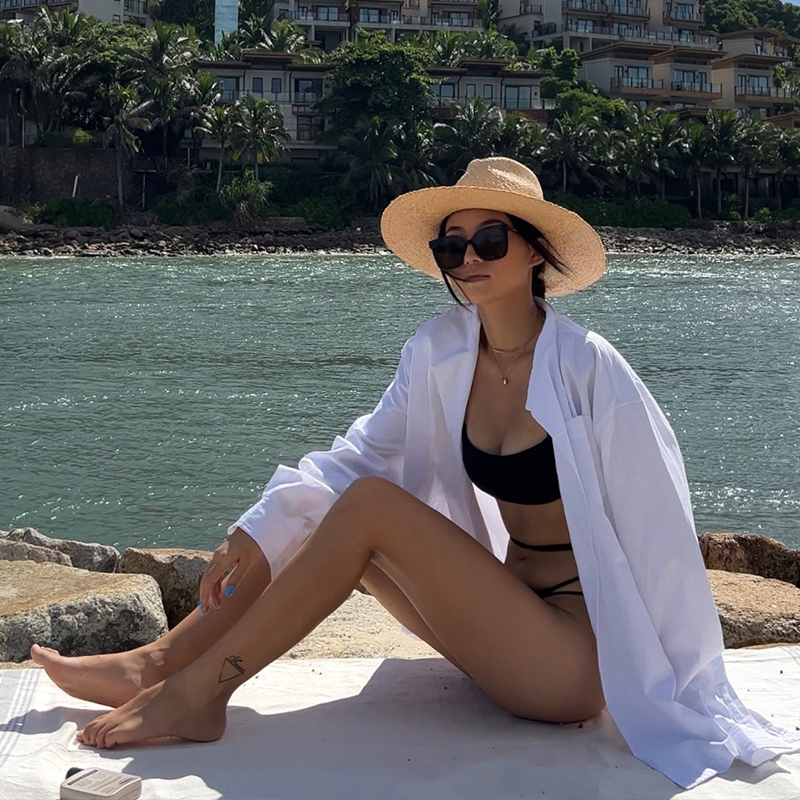 Harbour wind relaxed leisure shirt girl bf boyfriend wind oversiz wear medium-long button sun protection outer holiday