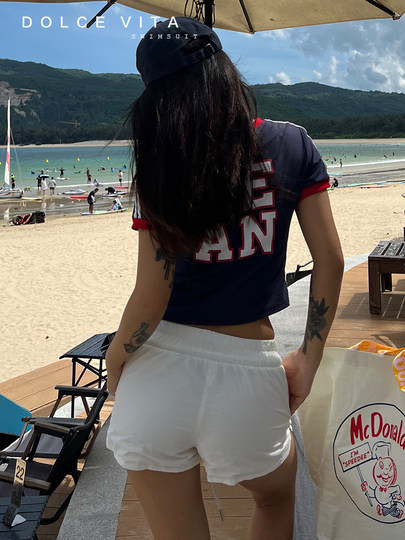 DOLCEVITA low-waisted American quick-drying beach sports shorts, loose, comfortable, casual summer drawstring slimming pants for women