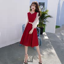 Toast to the bride 2022 new spring red normally can be worn with long sleeves Wedding Engagement Back Door Small Gown Skirt Woman