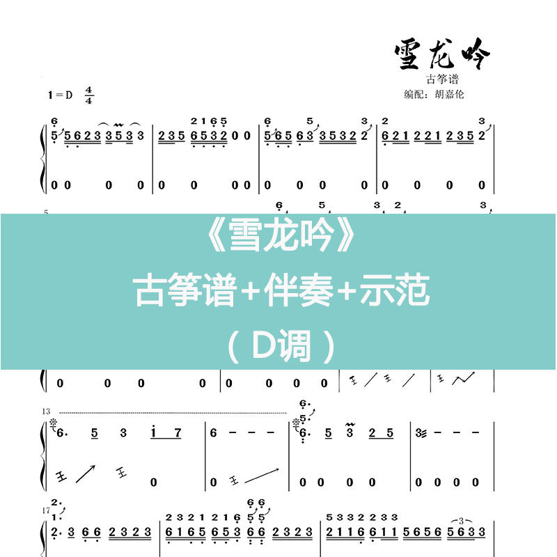 Xuelongyin popular guzheng score score D key one-handed two-handed accompaniment demonstration electronic version musical instrument customization