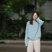 (Xodgz custom) careless eye-catching pineapple needle pure cashmere solid color loose pullover sweater
