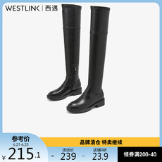 Женские сапоги westlink西遇长靴女过膝2020冬季新款侧拉链粗跟英伦显瘦骑士靴