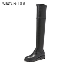 Женские сапоги westlink西遇长靴女过膝2020冬季新款侧拉链粗跟英伦显瘦骑士靴