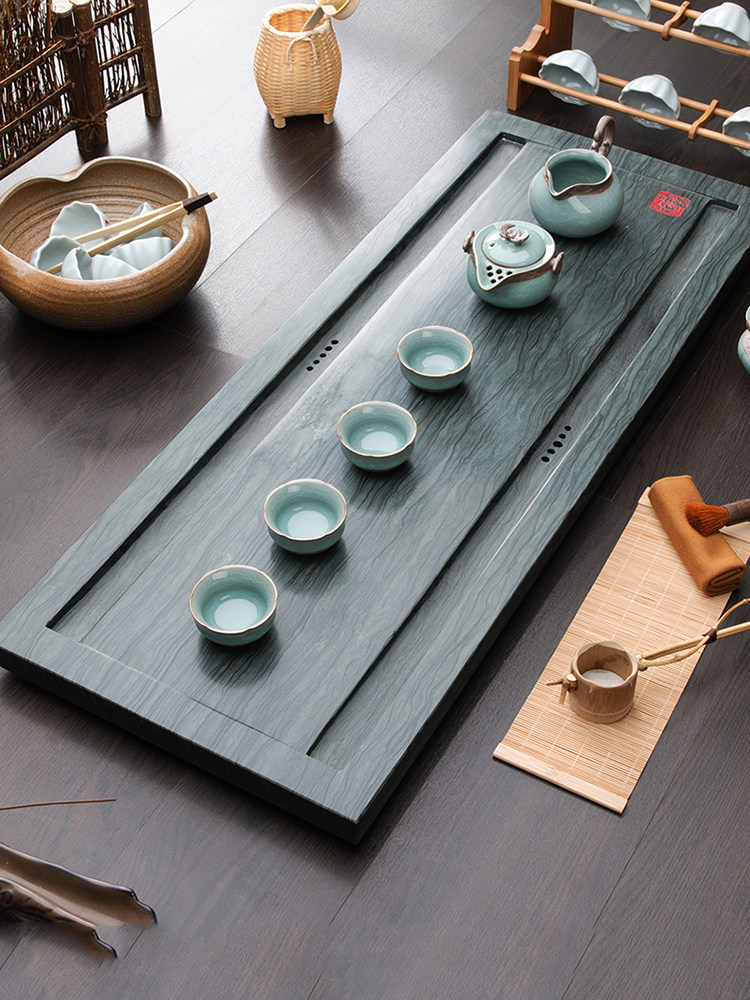 Shifuji tea tray home office simple stone tea table whole block natural tea tray Chinese large wood grain stone tea sea