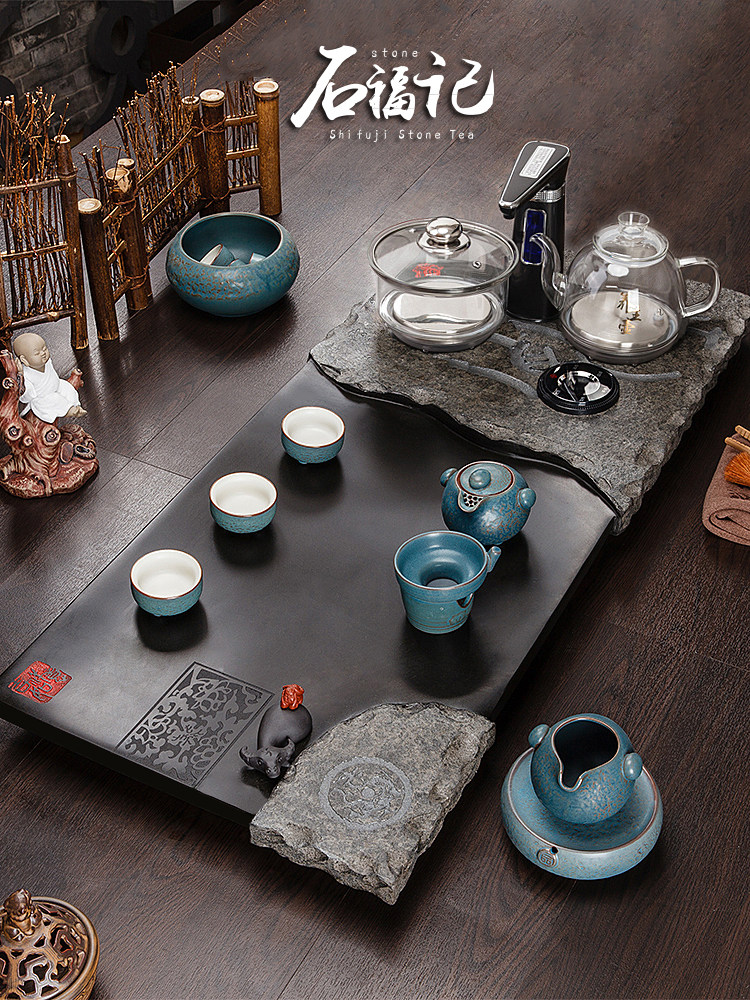 Shifuji Tea Table Wujinshi Tea Tray Household Tea Set Set Induction Cooker Kettle One Tea Sea Free Lettering