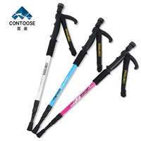 匡 9 LẦN với các cột leo núi nhẹ Hình chữ T cong tay cầm - Gậy / gậy gậy chống trượt có đèn pin cho người già