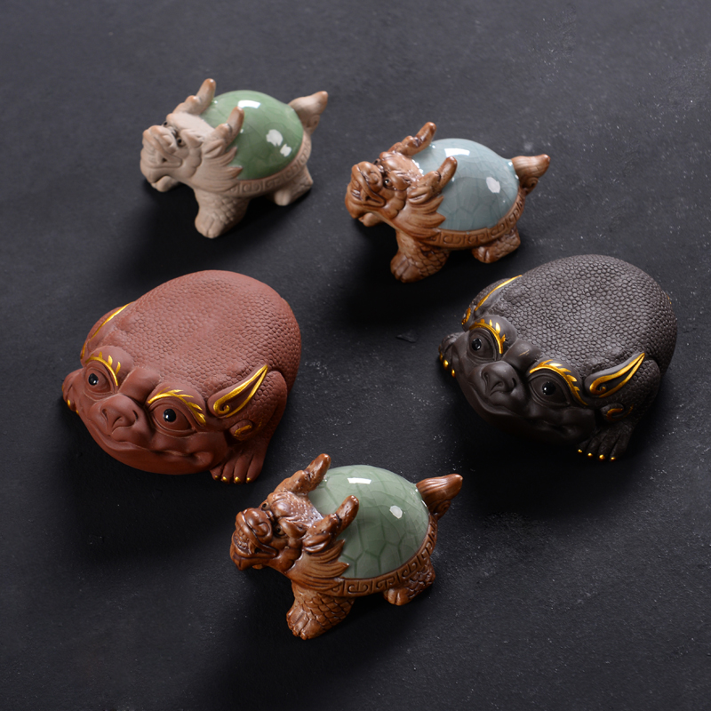 Elder brother up on pet furnishing articles dragon turtle tea play day powder green your up ceramic tea with parts YangHuBi shelf