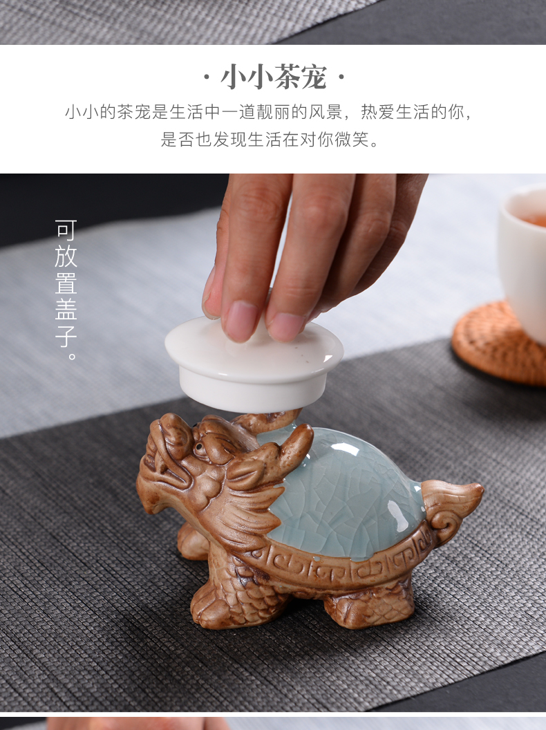 Elder brother up on pet furnishing articles dragon turtle tea play day powder green your up ceramic tea with parts YangHuBi shelf