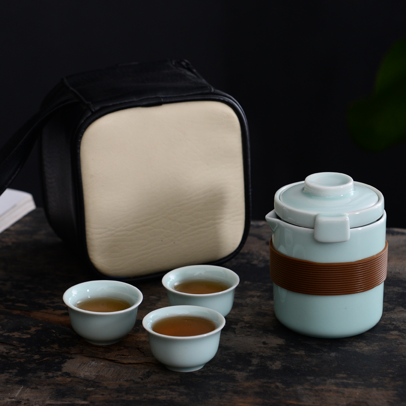 Crack glass ceramic kung fu tea cup teapot set filter portable teapot tea office travel tea set