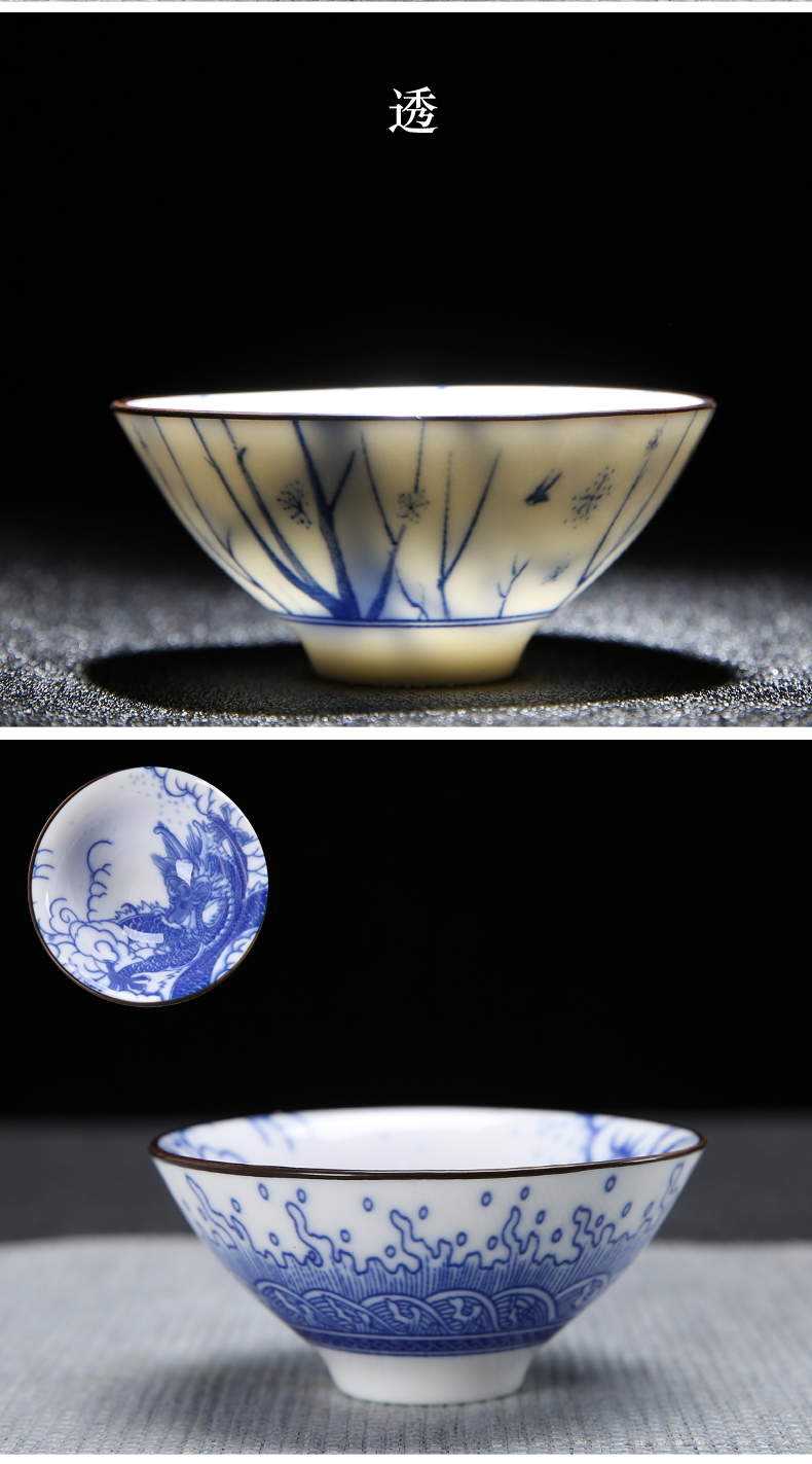 Pad printing full color blue and white porcelain kung fu tea set home office gifts tea tureen gift cups little suit