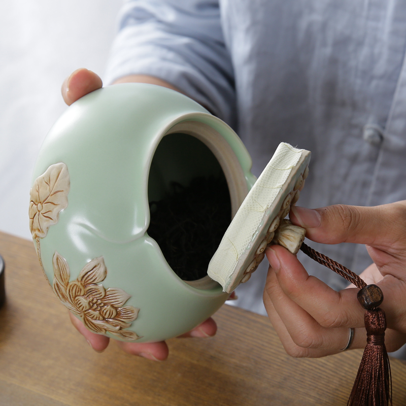 Household your up ceramic POTS pu - erh tea caddy fixings red glaze can seal as cans to wake kung fu tea tea tea POTS storehouse