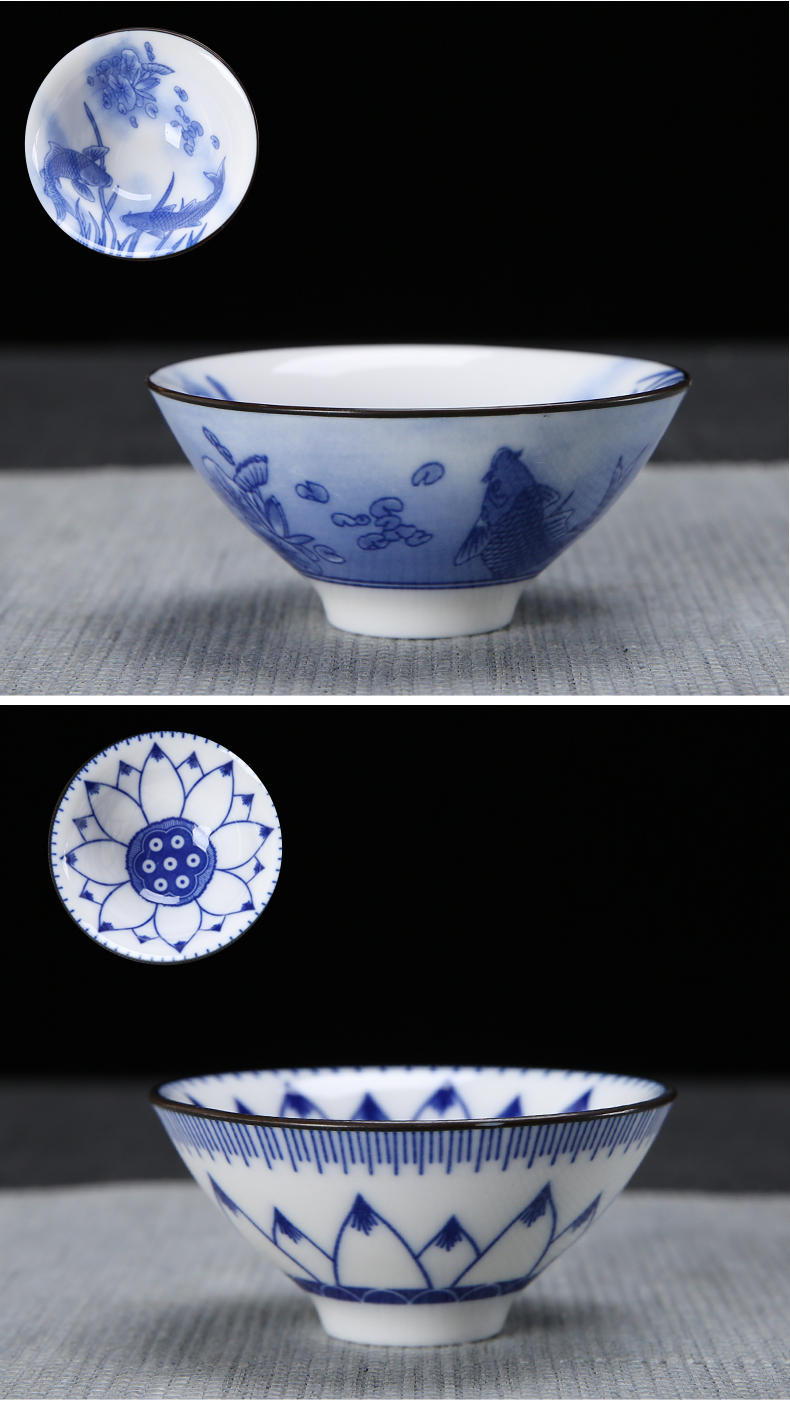 Pad printing full color blue and white porcelain kung fu tea set home office gifts tea tureen gift cups little suit