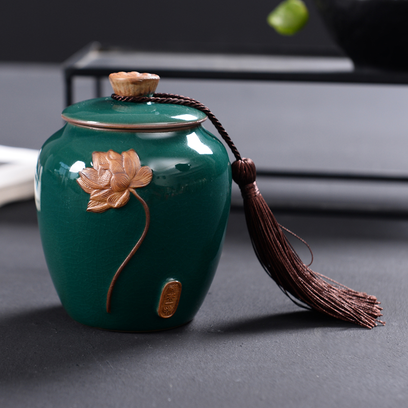 Elder brother up with ceramic purple sand tea caddy fixings seal storage canned tea pot pu 'er tea box box