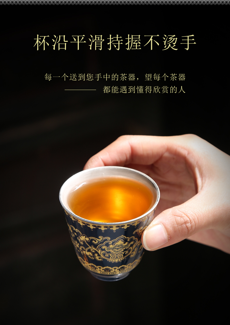 Ceramic tea tasted silver gilding master cup of blue and white, single CPU household kung fu tea tea cup single sample tea cup customization