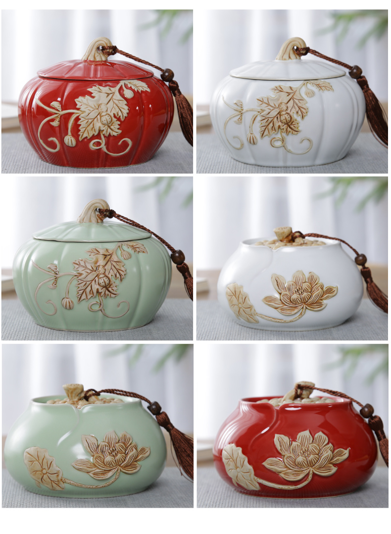 Household your up ceramic POTS pu - erh tea caddy fixings red glaze can seal as cans to wake kung fu tea tea tea POTS storehouse