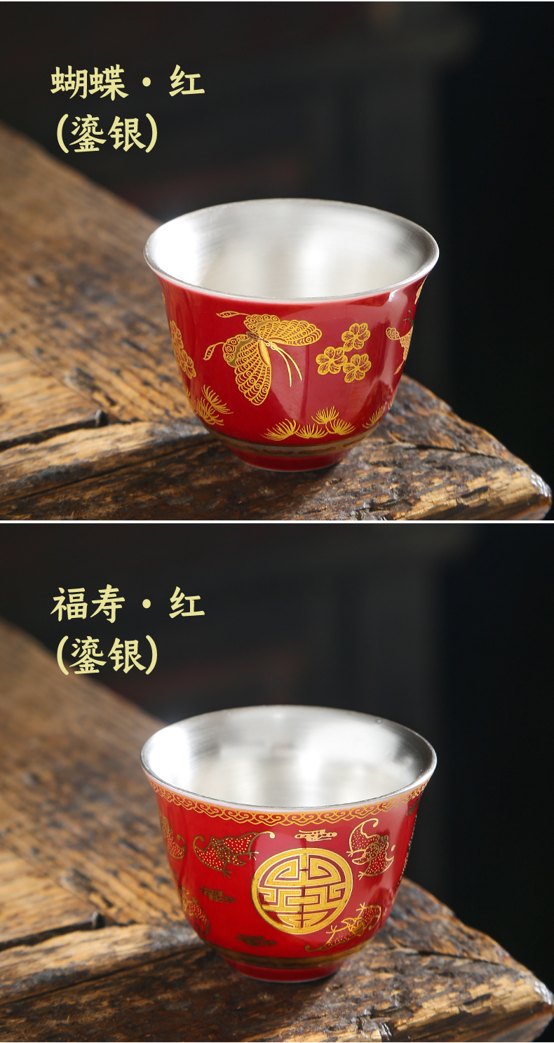 Jingdezhen ceramic cups coppering. As silver sample tea cup 999 sterling silver cup kung fu tea set single master cup silver cup