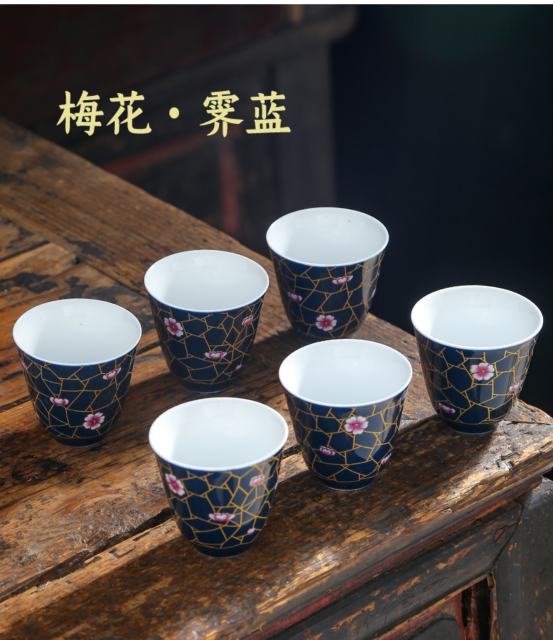 Ceramic tea tasted silver gilding master cup of blue and white, single CPU household kung fu tea tea cup single sample tea cup customization