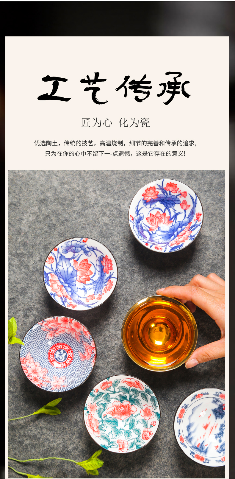 Kung fu small tea cups of blue and white porcelain ceramic tea tea light the lamp that suits for a single master perfectly playable cup bowl sample tea cup