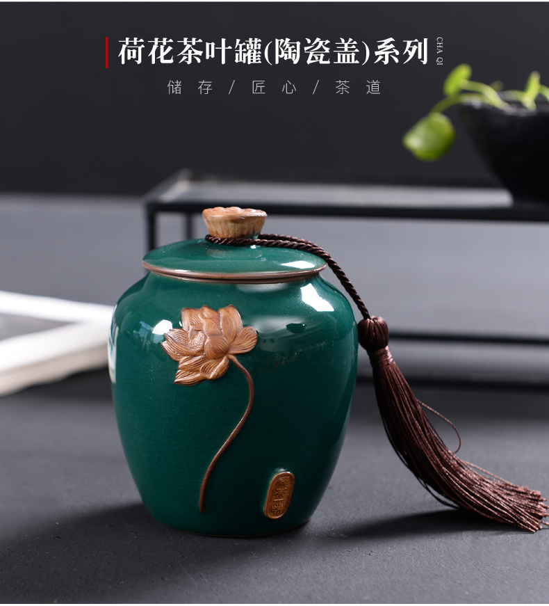 Elder brother up with ceramic purple sand tea caddy fixings seal storage canned tea pot pu 'er tea box box