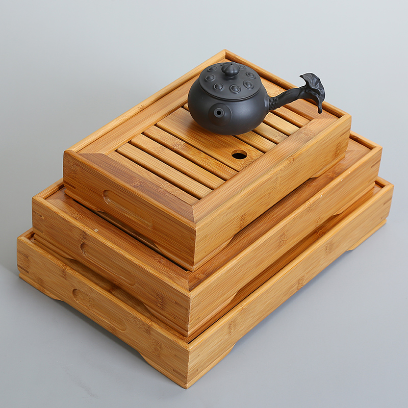Ceramic tea tray was Japanese household bamboo tray was kung fu tea set round contracted solid wood dry mini tea table