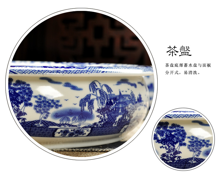 Fujian macros tea set ceramic prevent hot double CPU kung fu tea cup Chinese blue and white porcelain teapot household contracted