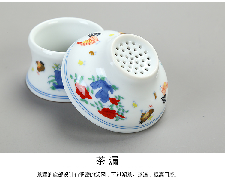 Blue and white porcelain tea sets the whole chicken cylinder cup kung fu tea set Ming chenghua bucket color restoring ancient ways antique tea set tea service