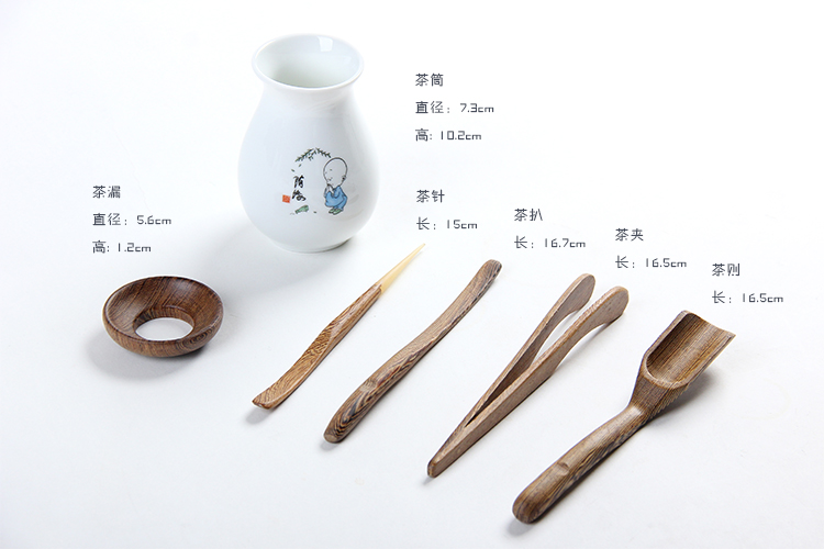 Blue and white porcelain tea six gentleman 's portfolio bamboo ChaZhen ChaGa) tea spoon tea tray accessories kung fu tea set