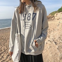 The legend of 1987 Hooded meat thin sweater womens 2018 autumn cotton terry casual top