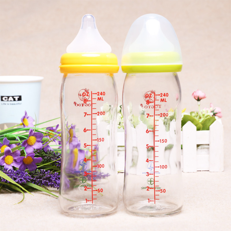 Newborn baby products Naughty Rabbit wide mouth diameter glass bottle 160ml 240ml Drop proof 