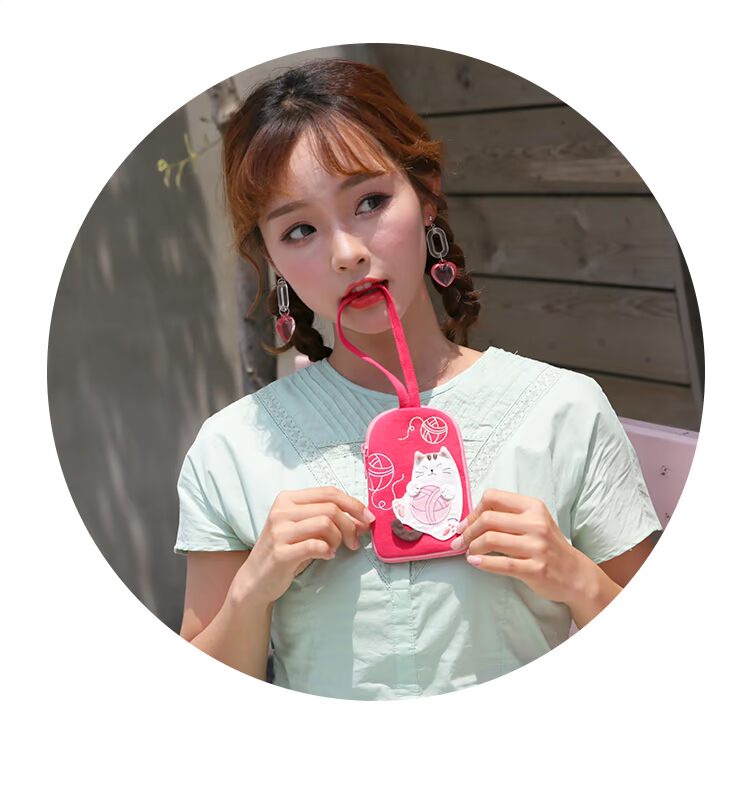 KINE mèo vải dễ thương nữ đa chức năng thẻ gói xu ví vải túi túi chìa khóa xe túi 02101 - Trường hợp chính ví đựng chìa khóa nam hà nội