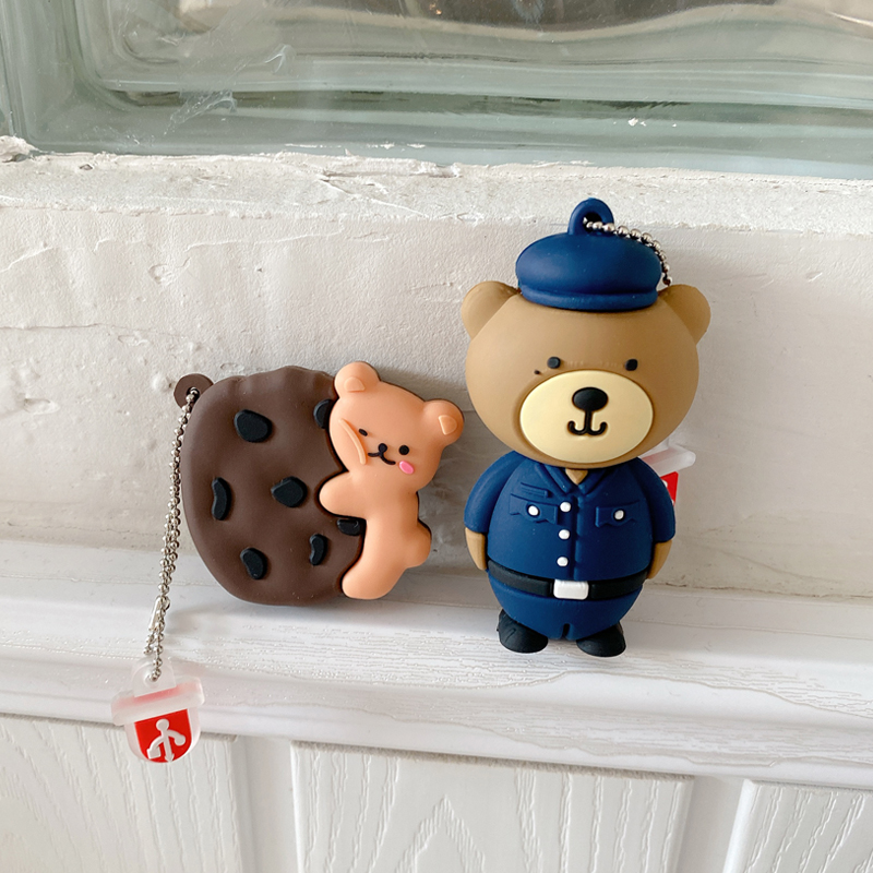 Creative biscuit bear U disk cute 128G doll girl heart cartoon USB flash drive animal large-capacity personalized customization