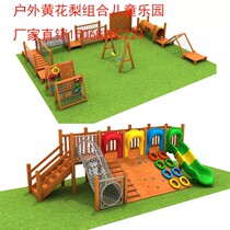 Kindergarten Solid Wood Yellow Flower Pear Outdoor Dr. PhD Childrens Physical Expansion Training Slide Bridge Climbing Wall Combination