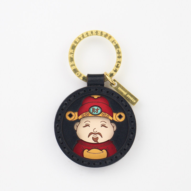 Real leather handmade original cartoon chaetheon car key button tricks Cat Pendant Creative custom men upscale gift