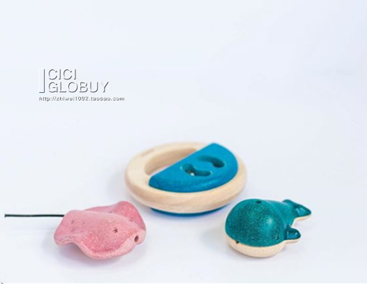 Spot Thailand PlanToys rubber wooden gentle tone Marine animal whistle 3y+