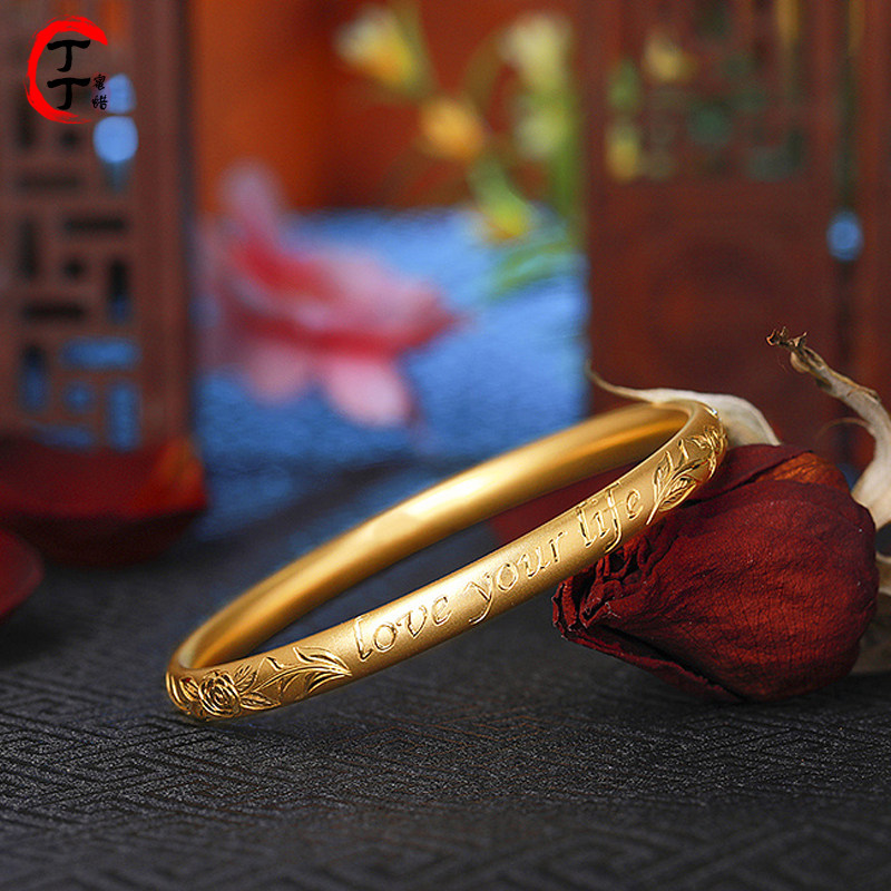 Inheritance gold bracelet foot gold dragon and phoenix a pair of pure gold open ancient method old gold bracelet women send mother new
