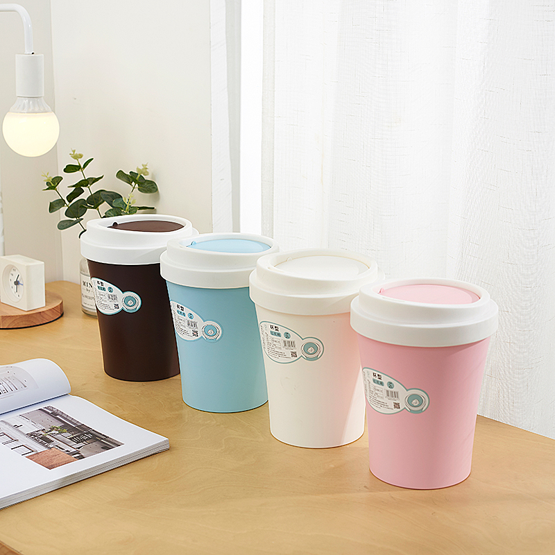 Desktop trash can creative mini shake cover small trash can household living room with lid storage bucket plastic cloth basket