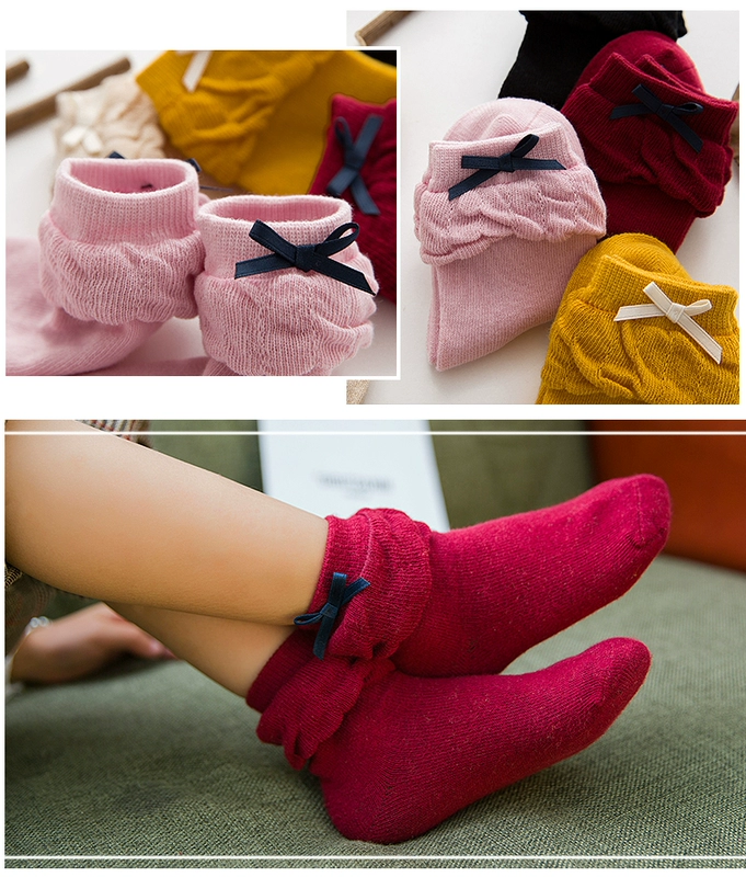 Cô gái vớ cotton mùa thu và mùa đông ống cho bé